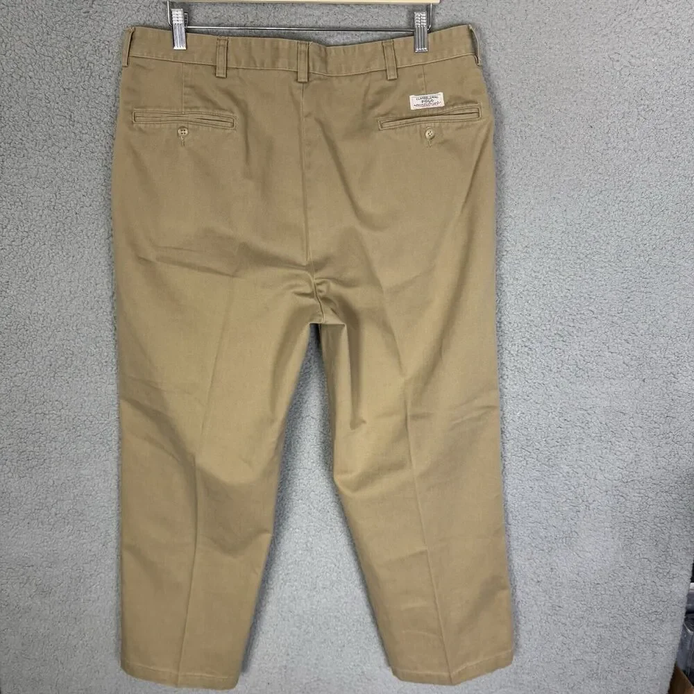 Polo Ralph Lauren Pants Mens‎ 38x30 Brown Andrew Chino Cotton Pleated Pocket